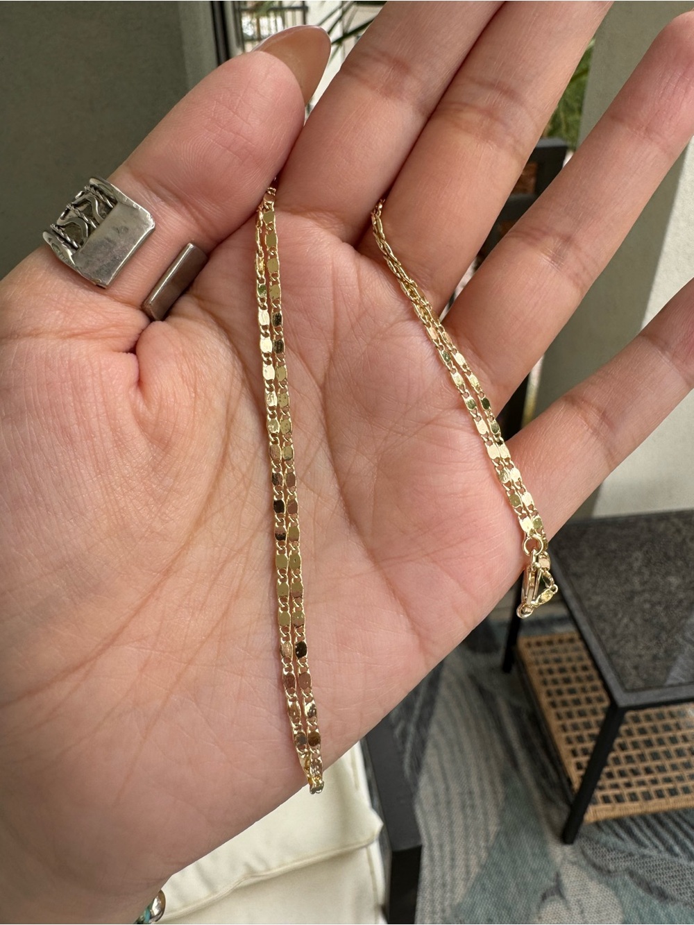 Gold plated mirror link chain